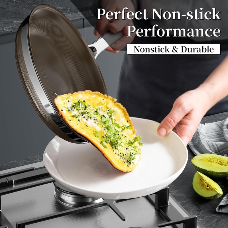 Innerwell Titán Kerámia Serpenyő Szett 3 db (20+24+28 cm) Fedővel - Indukciós Tapadásmentes Rozsdamentes Acél Edénykészlet, Sütőálló, PFOA-m