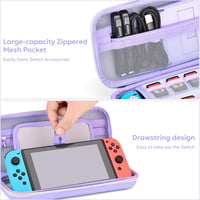innoAura 16-in-1 Nintendo Switch Táska Szett - Hordozótok, Játéktartó, Védőtok, Állvány, Joystick Kupak - Lila-Szürke 5
