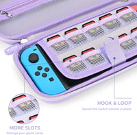 innoAura 16-in-1 Nintendo Switch Táska Szett - Hordozótok, Játéktartó, Védőtok, Állvány, Joystick Kupak - Lila-Szürke 6