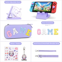 innoAura 16-in-1 Nintendo Switch Táska Szett - Hordozótok, Játéktartó, Védőtok, Állvány, Joystick Kupak - Lila-Szürke 4