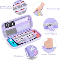 innoAura 16-in-1 Nintendo Switch Táska Szett - Hordozótok, Játéktartó, Védőtok, Állvány, Joystick Kupak - Lila-Szürke 3