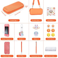 innoAura 17 az 1-ben Nintendo Switch Lite Tok Szett - Hordozható Táska, Játék Tárolás, Védőfólia, Állvány, Joystick Sapka Narancs 2