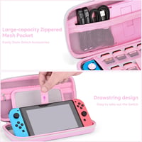 innoAura Nintendo Switch Táska 16-in-1 Kiegészítő Szett Hordtáskával, Játék Tokkal, Védőtokkal, Állvánnyal és Joystick Kupakokkal - Rózsaszí 5