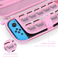 innoAura Nintendo Switch Táska 16-in-1 Kiegészítő Szett Hordtáskával, Játék Tokkal, Védőtokkal, Állvánnyal és Joystick Kupakokkal - Rózsaszí 6