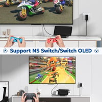 innoAura Switch Dokkoló Állomás Nintendo Switch/OLED-hez, 4K HDMI TV Csatlakozással, USB 3.0 és Type-C Töltőporttal, Összecsukható Hordozhat 7