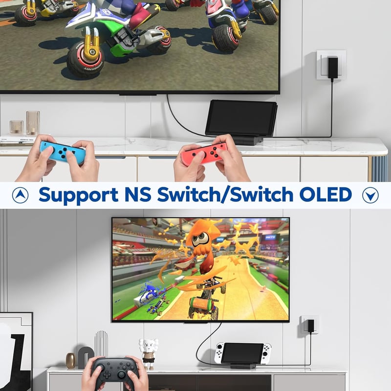 innoAura Switch Dokkoló Állomás Nintendo Switch/OLED-hez, 4K HDMI TV Csatlakozással, USB 3.0 és Type-C Töltőporttal, Összecsukható Hordozhat