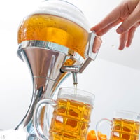 Guľový výčap na pivo InnovaGoods s chladením, s vnútorným zásobníkom 3,5 litra, priehradkami na ľad, strieborný dávkovač piva 4
