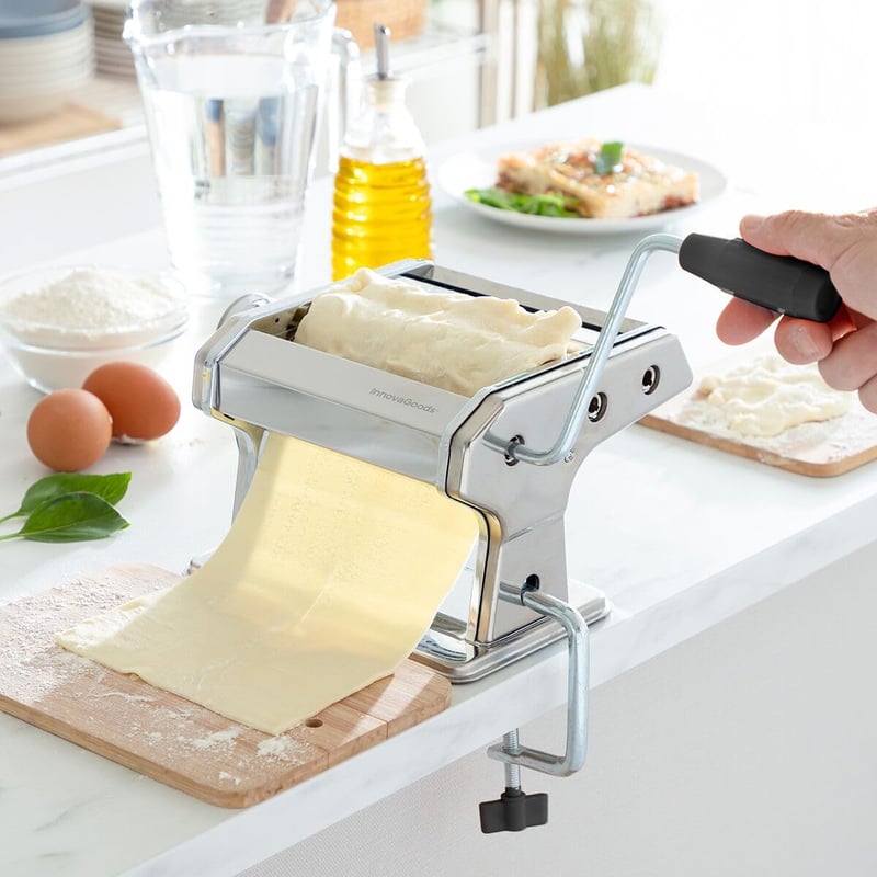 InnovaGoods Kézi Tésztakészítő Gép 3 Hengerrel Spagetti Tagliatelle Lasagne Szürke