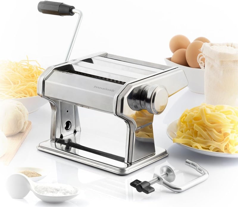 InnovaGoods Kézi Tésztakészítő Gép 3 Hengerrel Spagetti Tagliatelle Lasagne Szürke