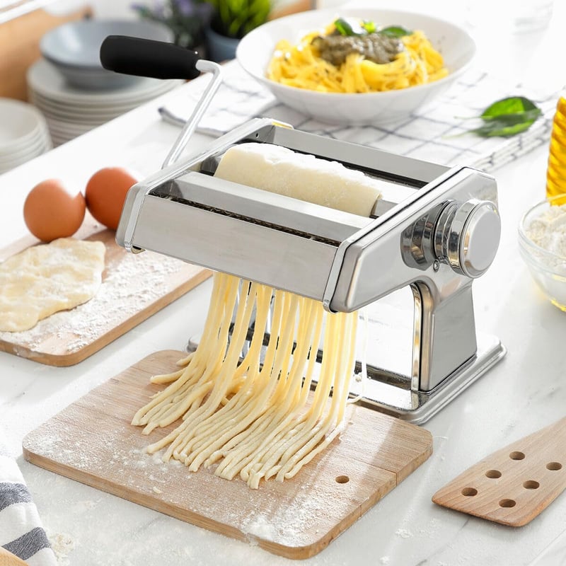 InnovaGoods Kézi Tésztakészítő Gép 3 Hengerrel Spagetti Tagliatelle Lasagne Szürke