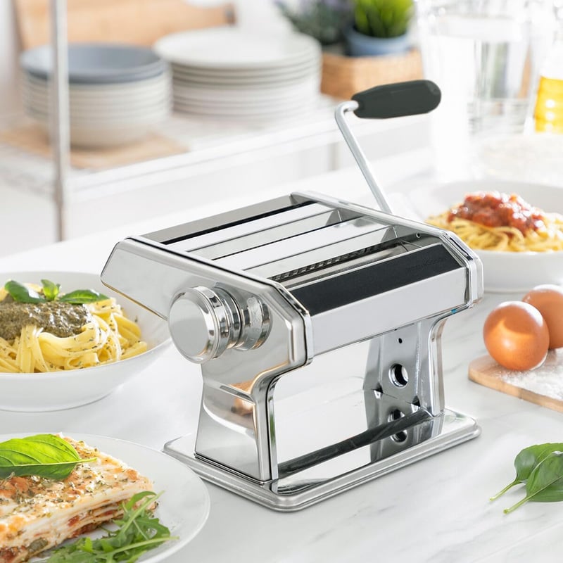 InnovaGoods Kézi Tésztakészítő Gép 3 Hengerrel Spagetti Tagliatelle Lasagne Szürke