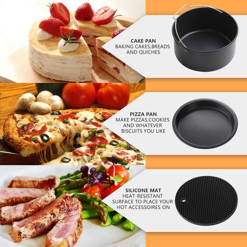 Innsky 5,5L XXL Olaj Nélküli Forrólevegős Fritőz Rozsdamentes Acél 1700W 8 Program LCD Kijelző Receptkönyv