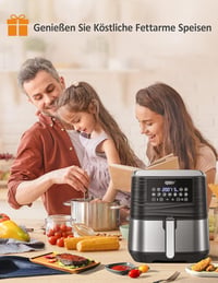 Innsky XXL Forrólevegős Fritőz 5,5L - Rozsdamentes Acél Olajmentes Sütő 1700W, Digitális LED Kijelző, 7 Program, Időzítő, 32 Recepttel 7