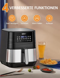 Innsky XXL Forrólevegős Fritőz 5,5L - Rozsdamentes Acél Olajmentes Sütő 1700W, Digitális LED Kijelző, 7 Program, Időzítő, 32 Recepttel 2