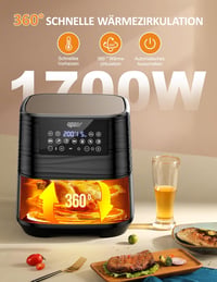 Innsky XXL Forrólevegős Fritőz 5,5L - Rozsdamentes Acél Olajmentes Sütő 1700W, Digitális LED Kijelző, 7 Program, Időzítő, 32 Recepttel 4