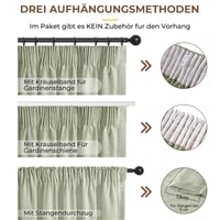 Perdea INOVADAY cu bandă de încrețire, set de 2 bucăți, 245x140 cm, Verde salvie, pentru living 6
