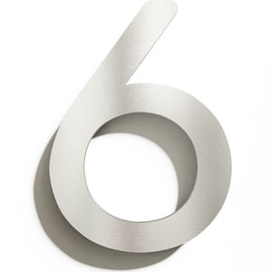 INOXSIGN N-03-6-E Kućni broj od nehrđajućeg čelika 6 - Masivan, otporan na vremenske uvjete i nehrđajući - 20 cm - Brušena dizajnerska pločica s kućnim brojem s materijalom za pričvršćivanje