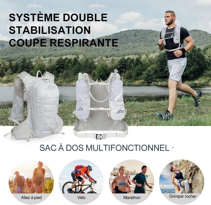 INOXTO 5L Könnyű Hidratációs Hátizsák Túrázáshoz Kerékpározáshoz Maratonfutáshoz Unisex