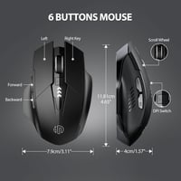 inphic Bluetooth Egér Tri-Mode Vezeték Nélküli Csend Újratölthető 1600DPI 7