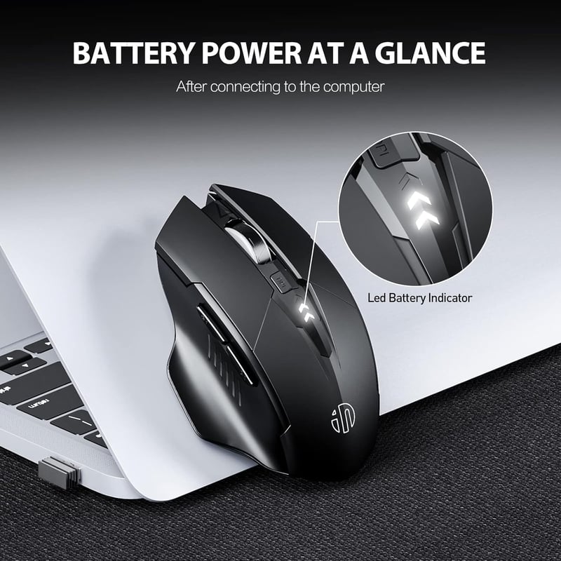 inphic Bluetooth Egér Tri-Mode Vezeték Nélküli Csend Újratölthető 1600DPI