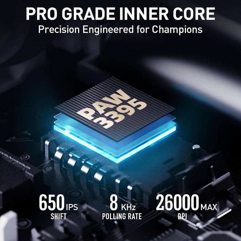 inphic IN10P Wireless Gaming Egér 60g, 26000 DPI, Tri-Mode 2.4G/USB-C/Bluetooth