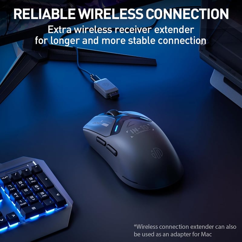 inphic IN10P Wireless Gaming Egér 60g, 26000 DPI, Tri-Mode 2.4G/USB-C/Bluetooth