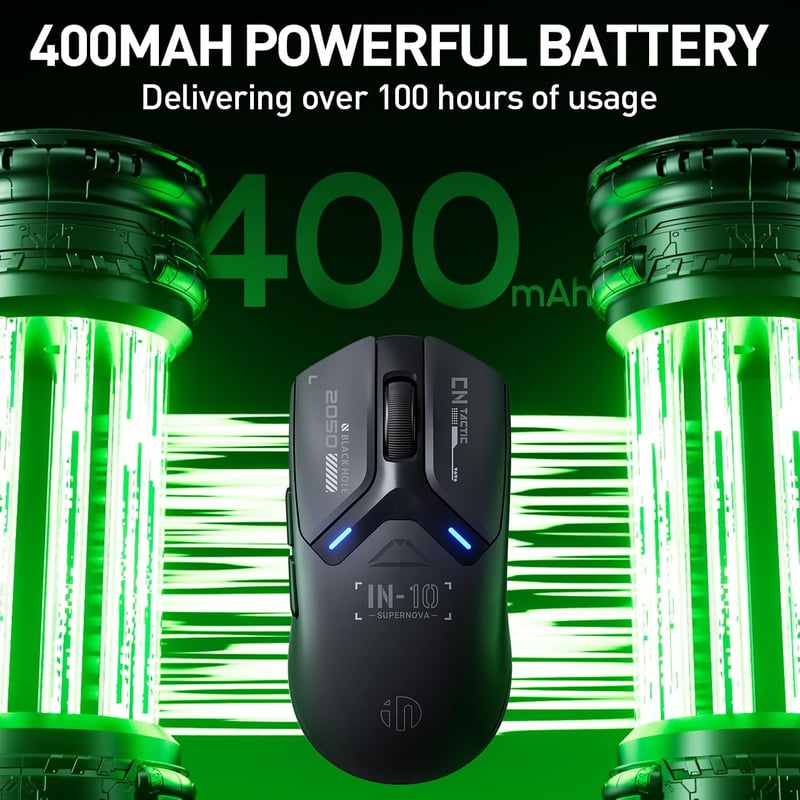 inphic IN10P Wireless Gaming Egér 60g, 26000 DPI, Tri-Mode 2.4G/USB-C/Bluetooth