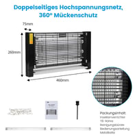 Elektrický lapač hmyzu Insectaway XXL, dvojitá mriežka, 2400 V 20 W, 2 žiarivky T8, lapač komárov, lapač múch, závesný dizajn, na použitie v interiéri, dome a na terase 9