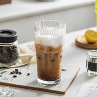 INSETLAN Bordázott Üvegpohár Szett 600ml - 4 db Nagy Kapacitású Pohár Jeges Kávéhoz, Vízhez, Koktélokhoz - Elegáns Modern Üvegáru Hétköznapo 6