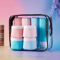 INSFIT súprava 8 silikónových cestovných fliaš, schválené TSA, 90 ml nádobky na tekutiny a 60 ml tégliky na krémy, bez BPA, nepriepustné cestovné príslušenstvo 7