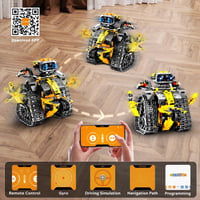 INSOON Technik Robot Építőjáték 5-az-1-ben Applikációs és Távirányítós Fal Robot Tank Dinoszaurusz RC Játék 6-12+ Éveseknek 520 Darabos 7