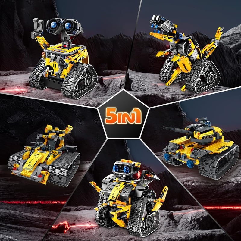INSOON Technik Robot Építőjáték 5-az-1-ben Applikációs és Távirányítós Fal Robot Tank Dinoszaurusz RC Játék 6-12+ Éveseknek 520 Darabos