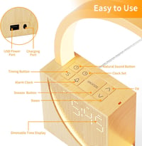 INSSISAIN LED ébresztőóra asztali lámpa USB töltéssel, érintésvezérelt, 10 természetes hang 6