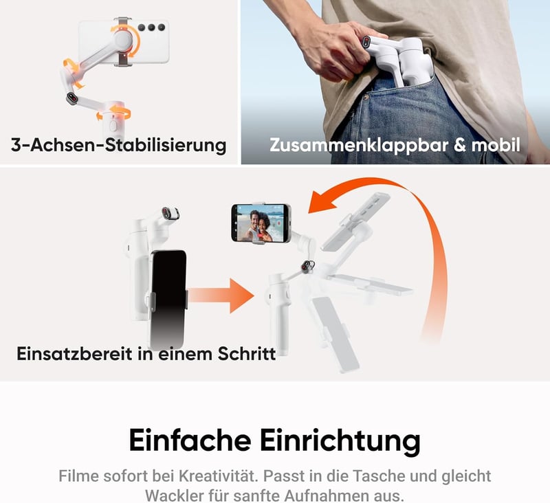 Insta360 Flow 2 Plus AI Tracker fehér összecsukható okostelefon gimbal tripod funkcióval - Snow White - Flow 2 Plus AI Tracker Bundle