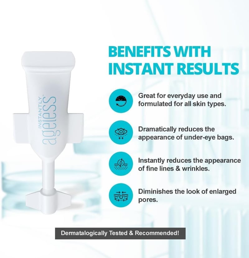Instantly Ageless Ránctalanító Szérum 25 Ampulla - Azonnali Hatású Bőrfiatalító Kezelés Puffadás Ellen, Minden Bőrtípusra, Rózsa Illattal