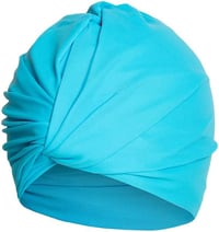 Căciulă de înot pentru femei Inszkoos, stil turban, albastru marin, din material elastic, cu protecție pentru urechi, pentru păr lung sau scurt, pentru plajă și înot. 7