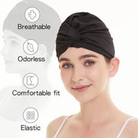 Căciulă de înot pentru femei Inszkoos, stil turban, albastru marin, din material elastic, cu protecție pentru urechi, pentru păr lung sau scurt, pentru plajă și înot. 2