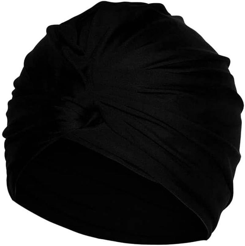Căciulă de înot pentru femei Inszkoos, stil turban, albastru marin, din material elastic, cu protecție pentru urechi, pentru păr lung sau scurt, pentru plajă și înot.