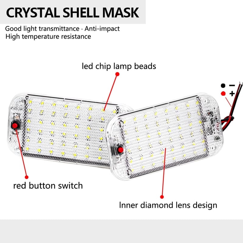 Intckwan 2db 12-85V LED beltéri lámpa 48 LED-del autóhoz, teherautóhoz, furgonhoz