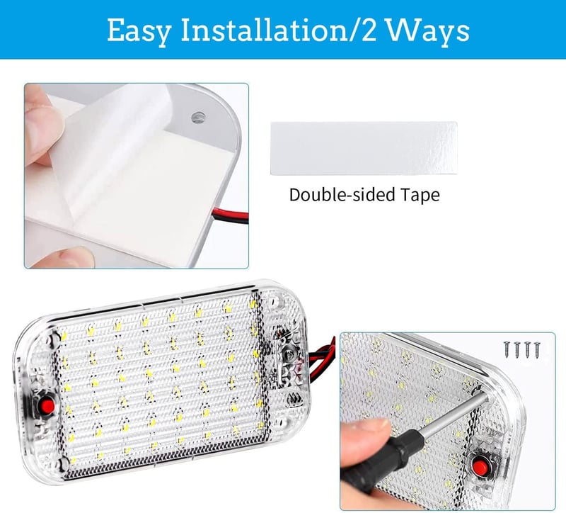 Intckwan 2db 12-85V LED beltéri lámpa 48 LED-del autóhoz, teherautóhoz, furgonhoz