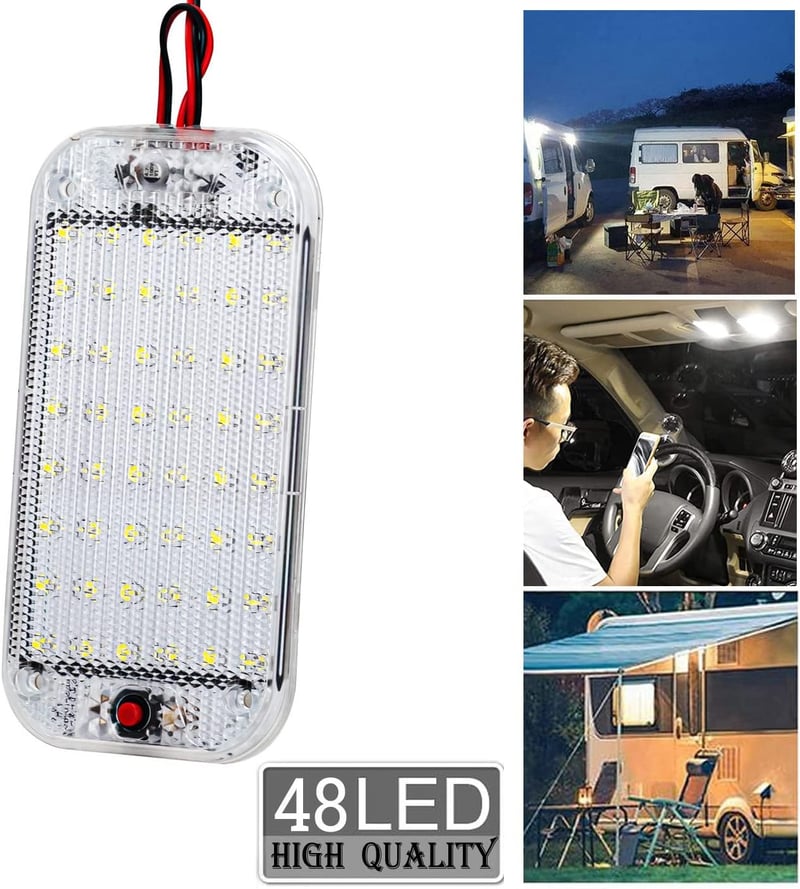 Intckwan 2db 12-85V LED beltéri lámpa 48 LED-del autóhoz, teherautóhoz, furgonhoz