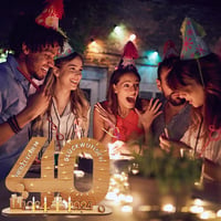 Intckwan 40-es Fa Vendégkönyv LED Fényekkel - Pénzajándék Tartó 40. Születésnapra és Évfordulóra, 1984-2024 Évszámmal, Asztali Dekoráció 6