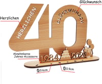 Intckwan 40-es Fa Vendégkönyv LED Fényekkel - Pénzajándék Tartó 40. Születésnapra és Évfordulóra, 1984-2024 Évszámmal, Asztali Dekoráció 3