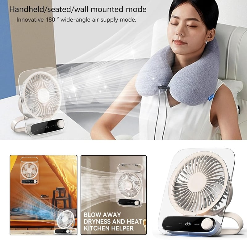 Intckwan Csendes Asztali Ventilátor 199 Fokozat, 3000mAh Akkumulátor, USB, LED, Aromaterápia