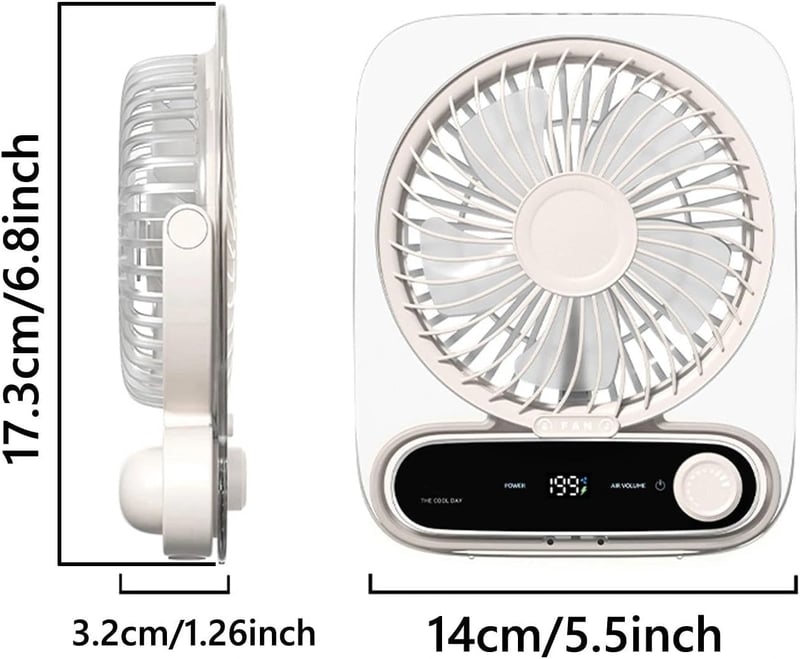 Intckwan Csendes Asztali Ventilátor 199 Fokozat, 3000mAh Akkumulátor, USB, LED, Aromaterápia