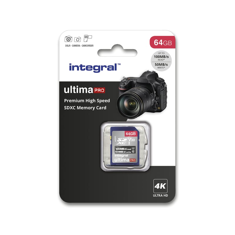 Card de memorie SDXC Integral 128 GB - 4K Ultra HD, V30, UHS-I U3, Clasa 10, de mare viteză, viteză de citire de până la 100 MB/s