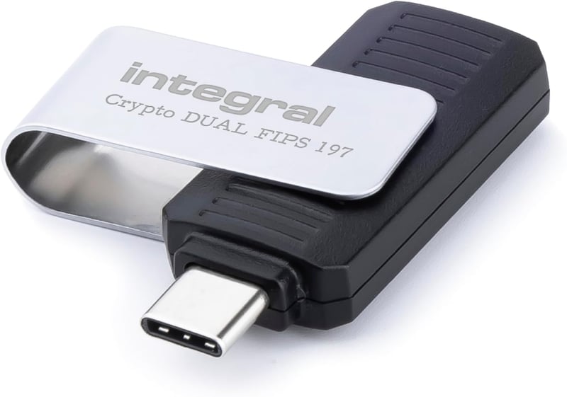Integral 32GB Crypto-C Titkosított USB 3.2 Pendrive AES-256 Dupla Jelszavas Biztonság Mac PC Laptop - 32GB, Crypto 197 - C Dual Encrypted