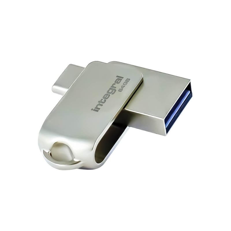 USB kľúč Integral 360-Dual 64 GB USB 3.2 Gen 1 Type-A a USB-C – 5 Gb/s – kompatibilný s PC, notebookom, iPhone 15/16, MacBook Pro/Air, iPad Pro
