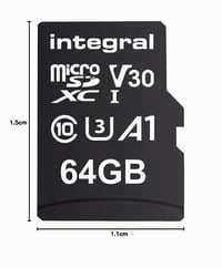Pamäťová karta Integral 64GB UltimaPRO V30 microSDXC UHS-I U3 Class 10 A1 – čítanie 100 MB/s, zápis 50 MB/s, 4K video, vrátane adaptéra 6
