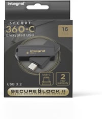 Integral Secure 360-C 16GB USB-C Titkosított Pendrive 256-bit AES - 16gb, Secure USB-C 360 1